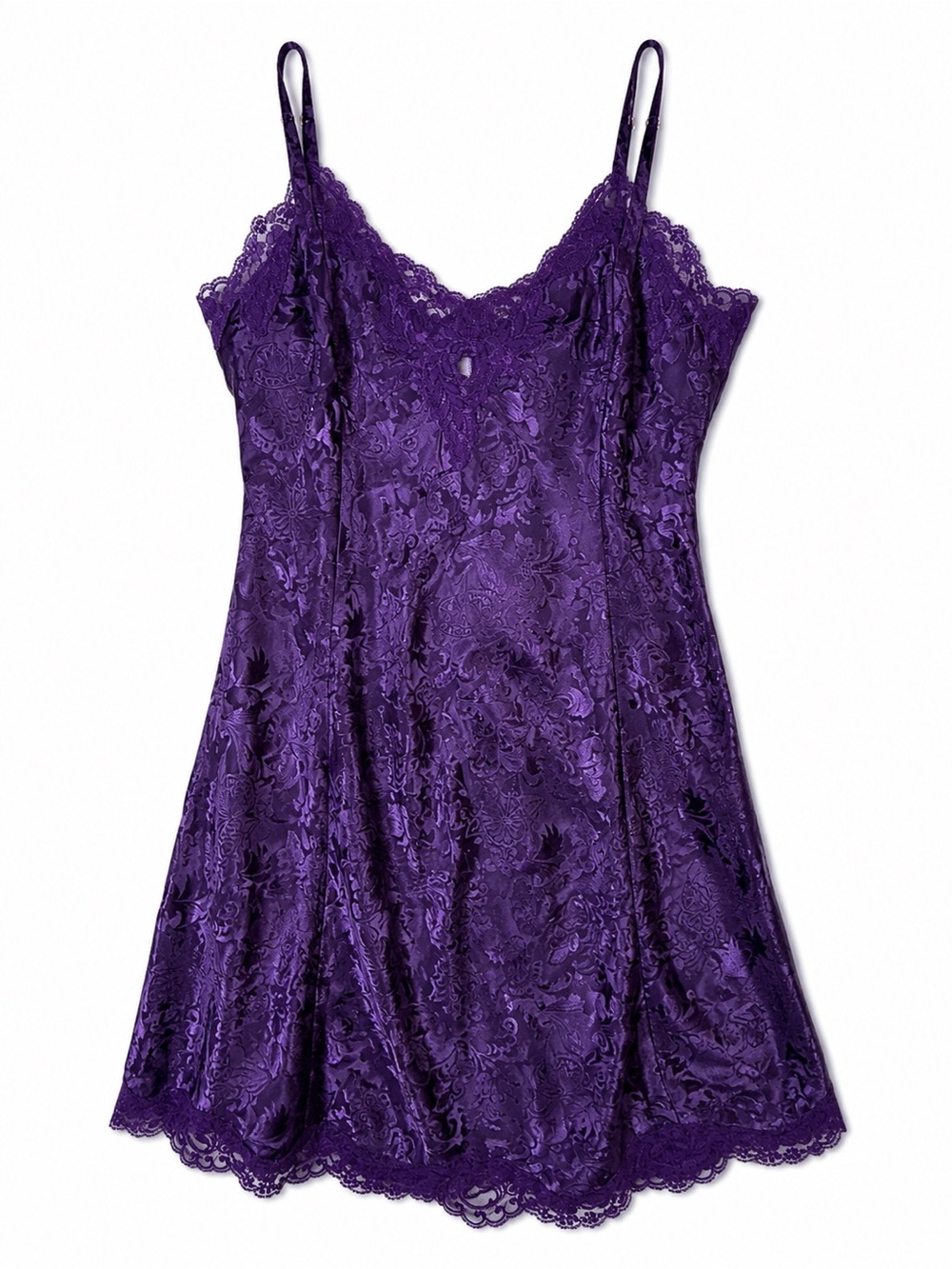 Vintage Victoria’s Secret Purple Lace Slip Dress L Dark Coquette Whimsigoth